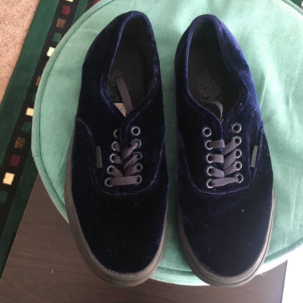 Van Exclusive Blue Velvet Skate Shoe
